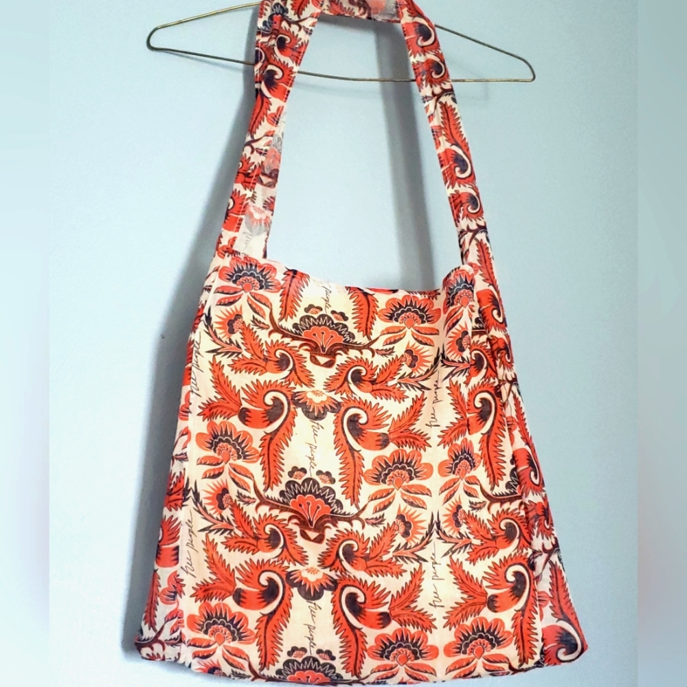 EUC Free People Linen Paisley tote